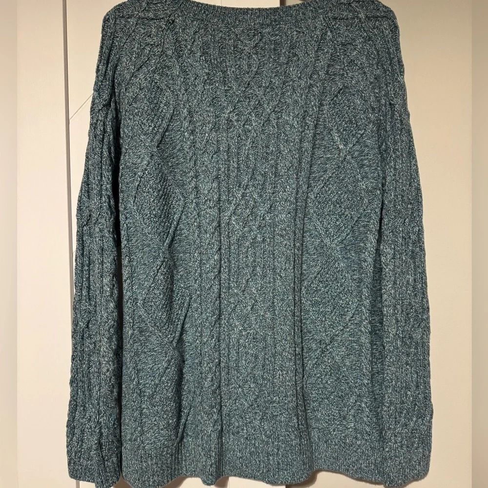 Talbots Blue Marled Cotton Cable Knit Sweater Women’s L